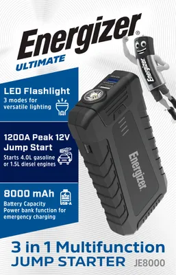 Produktbild von Jump Starter, JE8000, 8.000mAh Starthilfe, Powerbank, LED-Leuchte, Retail