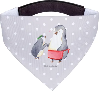 Produktbild von Mr. & Mrs. Panda Hundetuch Pinguin mit Kind - Grau Pastell - Geschenk, Mama, Halstuch Für Hunde, Muttertag, Hund, Hunde-Halstuch, Mutter, Tuch, Vorbild