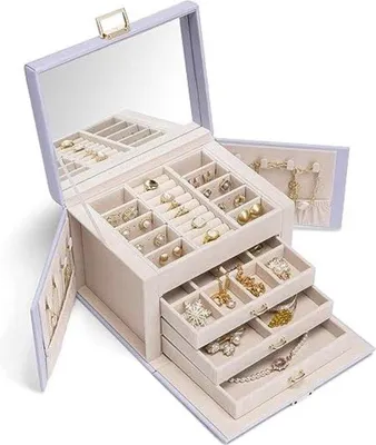 Produktbild von Famanu Schmuckbox XL - Juwelenschrank - Schmuckhalter - Lila