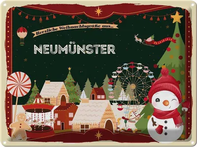 Produktbild von vianmo Blechschild 30x40 cm Weihnachtsgrüße aus Neumünster Weihnachten