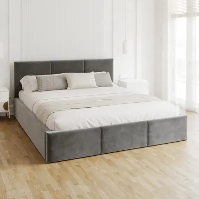 Produktbild von FDM Bett AMBER Paris 180x200 cm Polsterbett mit Lattenrost aus Metall Bettkasten Stauraumbett Samt  steel
