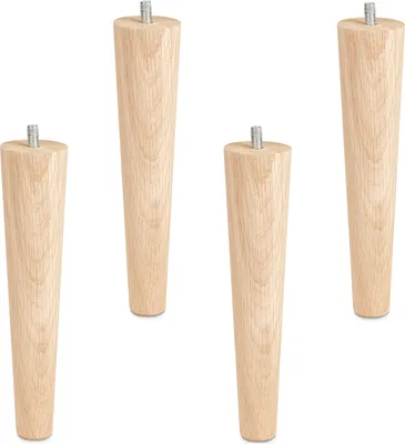 Produktbild von 4er Set Möbelfüße Eiche roh H 200 mm / konisch Ø 45/25 mm mit Gewindestift M8 Sotech