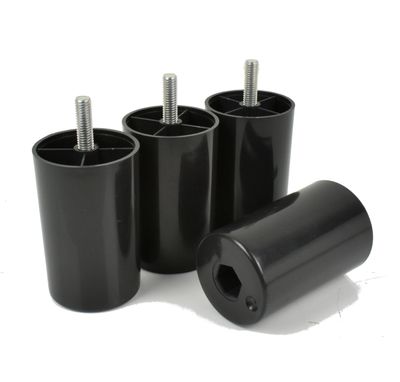 4x Füße aus Kunststoff Beine Möbelgleiterfuß Möbelfüße Möbelbeine Schrank Beine Schwarz Höhe 8 cm mit Gewindestift M8x25mm [25R5080]