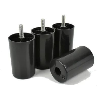 Produktbild von 4x Füße aus Kunststoff Beine Möbelgleiterfuß Möbelfüße Möbelbeine Schrank Beine Schwarz Höhe 8 cm mit Gewindestift M8x25mm [25R5080]