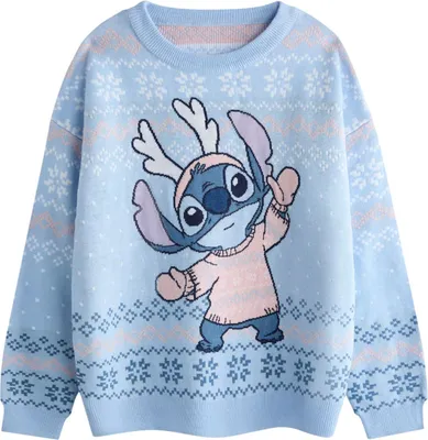 Obrázek produktu pro Lilo & Stitch - Dívčí svetr, vánoční design NS8993 (146-152) (modrý)