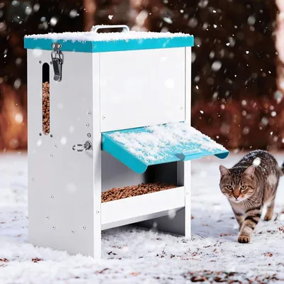Produktbild von Futterautomat 10 Liter - Futterspender für Katzen - Trockenfutter - Metall - Regendicht