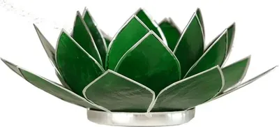 Produktbild von Lotus Teelichthalter grün 4. Chakra silberfarbig -- 13.5 cm