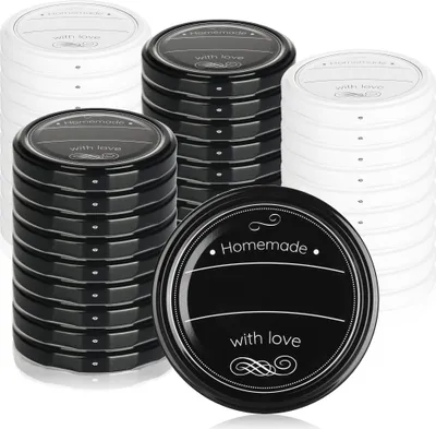 Obrázek produktu pro com-four® 40x náhradní víčko pro sklenice na marmeládu „Homemade with love“ – šroubovací víčko pro sklenice s rovným hrdlem a zavařovací sklenice – TO 82 mm