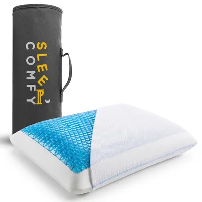 Produktbild von Sleep Comfy Gel Memory Foam Nackenkissen 60x40x13 cm – Ergonomisch, Kühlgel, Atmungsaktiv, Waschbarer Bezug