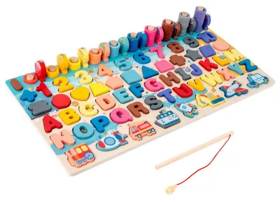 Produktbild von 7-in-1 Zahlenbrett aus Holz – Montessori-Lernspielzeug ab 36 Monaten