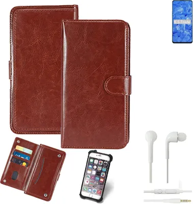 Produktbild von K-S-Trade 360° Hülle kompatibel mit Oppo Reno6 5G inkl. Headphones braun Kunstleder Case BookCase WalletCase Kunstlederederhülle Handyhülle,