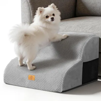 Immagine prodotto di Scala per cani, 2 gradini, per animali domestici fino a 23 kg, colore grigio