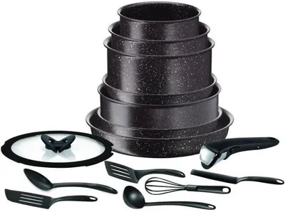Produktbild von TEFAL Pfannenset 15 tlg. Pfanne Bratpfanne Kasserolle Stielkassarolle + Zubehör