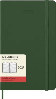 Produktbild von Moleskine 12 Monate Tageskalender 2027, Large/A5, 1 Tag = 1 Seite, Fester Einband, Myrtengrün