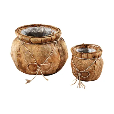 Zdjęcie produktu dla Kobolo doniczka kokosowa zestaw 2 - 25x22 cm / 30x41 cm - brązowa miska do sadzenia roślin kosz na kwiaty kosz na kwiaty dekoracja ogrodowa sadzarka kosz na rośliny