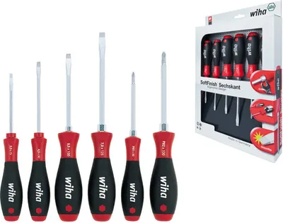 Produktbild von Wiha SoftFinish® Schlitz/Phillips Schraubendrehersatz, 6-tlg. (308 HK6)