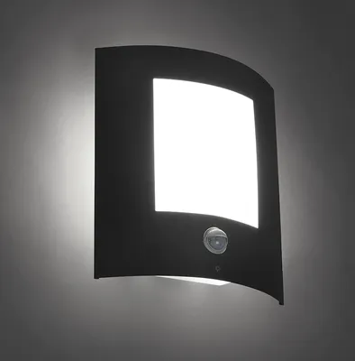 Produktbild von Qazqa Modern außen Wandleuchte, Außenlampe mit Bewegungssensor, Wandlampe für den Garten - Emmerald - Dunkelgrau, max. 40W, Geeignet für LED, 10.5cm, IP44, Rechteckig