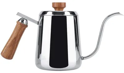 Produktbild von Solidchoice – Kaffeekanne aus Edelstahl mit Schwanenhals und Holzgriff, 600 ml