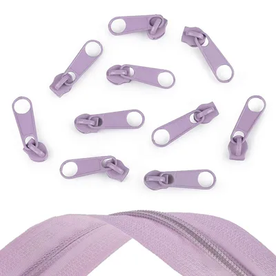 10 Reißverschluss Zipper für Endlosreißverschluss, 5mm, flieder