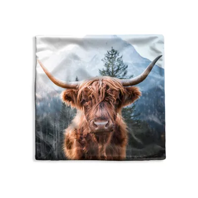 Obrázek produktu pro MuchoWow® Povlak na polštář - 40x40 - Skotský horal - Hory - Krajina - Dekorační povlak na polštář