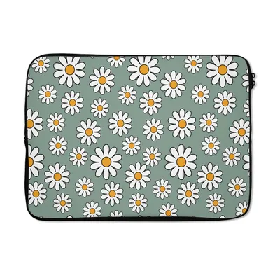 Produktbild von MuchoWow® Laptop Hülle 14 ZollSchnittmuster - Vintage - Blumen - Gänseblümchen Laptoptasche - Laptoptasche - Stoßsicher - Schutzhaube