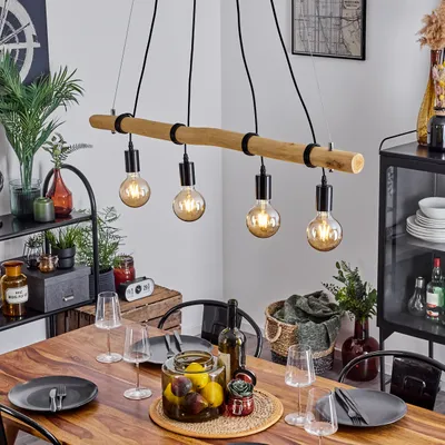 Produktbild von Cellammare »Cellammare« Pendellampe aus Metall/Holz in Schwarz/Natur
