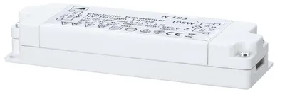Zdjęcie produktu dla Transformator elektroniczny VDE 35–105 W, maks. 35–105 W, 230/12 V, 105 VA, biały