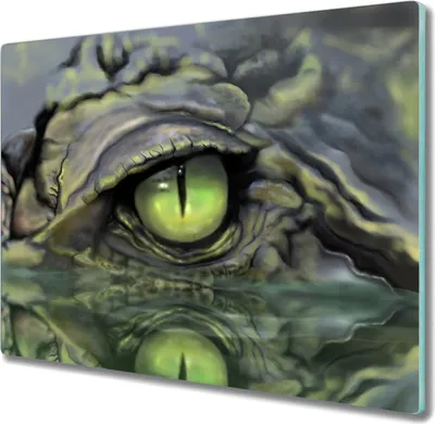 Produktbild von Coloray Hackbrett Herdabdeckplatte 60x52 cm Küchenbrett Kochplattenabdeckung Schneidebrett - Tierwasser-Krokodil Auge