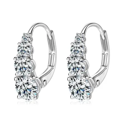 Produktbild von Paar Creolen Funkelnde Moissanit Damen Creolen Ohrringe 18K Gold