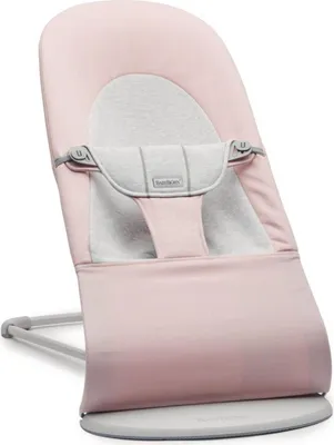 Produktbild von BABYBJÖRN Babywippe Balance Soft - Woven Hellrosa grau mit hellgrauem Gestell