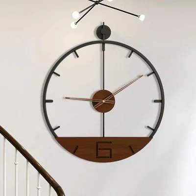 Produktbild von Modernes Holz Wanduhr ohne Tickgeräusch, 53 cm, Landhausstil, schwarz-braun, Vintage, Retro