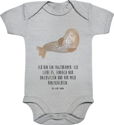 Produktbild von Mr. & Mrs. Panda Strampler Robbe Lachen 12. - 18. Monat - Heather Grey - Geschenk, body kurzarm, Nordsee, Kurzarmbody, Einteiler, Lustige Sprüche, Meerestier, Strand