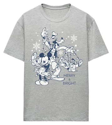 Obrázek produktu pro Tričko s motivem Mickey Mouse – "Merry, Bright And Tied Up In Lights" – dámské, model TV35963 (velikost S), barva: sportovní heather