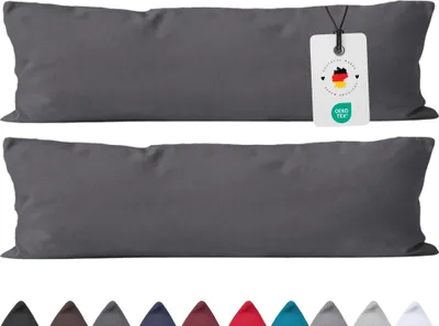 Produktbild von Seitenschläferkissen Bezug 40x145 cm aus 100% Baumwolle, Kissenbezug Anthrazit Uni