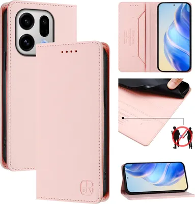 Produktbild von Lederhülle für Oppo Find X9 Hülle Flip Brieftasche Kartenfächern Ständer Schutzhülle Pink