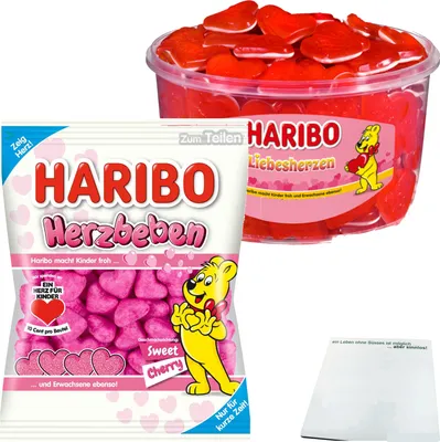 Produktbild von Haribo Herzpaket (1x175g u. 1x1,2kg Packung)
