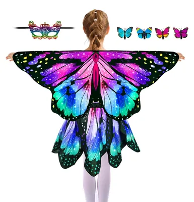Produktbild von Omgoods – Kinderkostüm "Schmetterling" mit Umhang, Rock und Maske