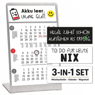 Produktbild von Tischkalender 2027 Set Metallaufsteller + 3 Deko-Magnete magnetisch Büro (Dots)