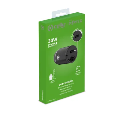 Immagine prodotto di Celly Mini Caricabatteria da auto USB-C 30 W Power Delivery