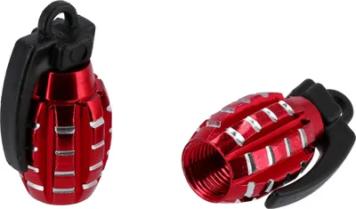 Produktbild von Set: 2x Ventilkappe "Handgranate", Rot eloxiert