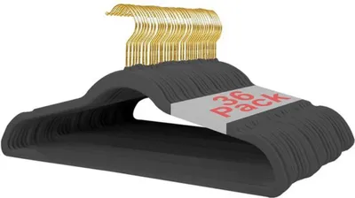 Produktbild von Azomor®️ Platzsparende Samt-Kleiderbügel mit Antirutsch und goldenem Haken