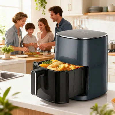 Produktbild von Heißluftfritteuse, 6,34 Liter Fassungsvermögen, Sichtfenster, Touchpanel, 12 Kochfunktionen, leicht zu reinigen