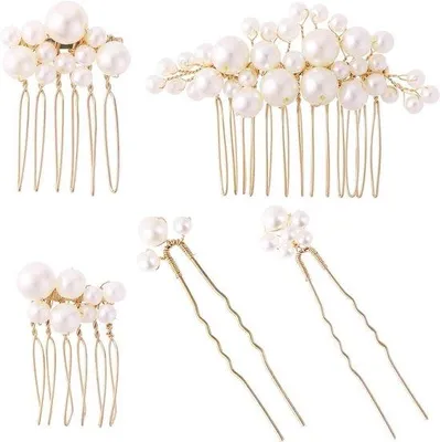 Produktbild von Haarstyling-Set - 5 Teile Gold - Hochzeit Haarkämme und Haarspangen - Schmuck - Hochzeit