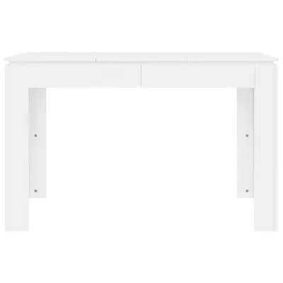 A white dining table is shown against a white background.
