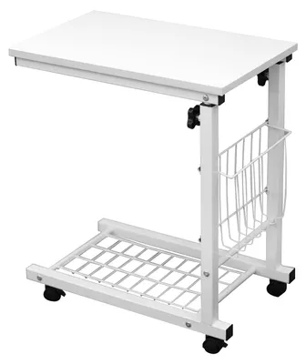 Beistelltisch mit Rollen, höhenverstellbar, 48x30x56-76 cm, weiß