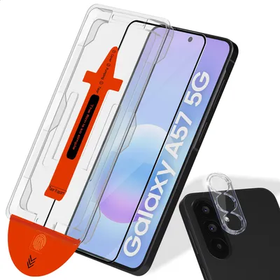 Produktbild von 1-Pack Samsung A57 Displayschutzfolie & 1-Pack Kameraschutz - Gehärtetes Glas | [Automatische Installation] - Blasenfrei