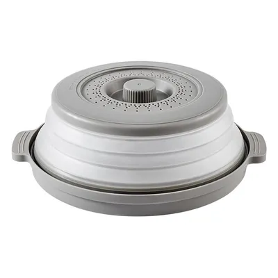 Produktbild von Haube Deckel Faltbar Mikrowellen Abdeckung für die Lagerung in der Mikrowelle Abdeckhaube Mikrowelle Grau