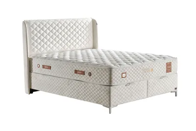 Produktbild von Pointhome Bambi Boxspringbett Set 180 x 200, H3, Thermo C. White, Einseitiges Bett, Paketfedersystem , 1 x Matratze, 2 x Bettkasten, 1 x Kopfteil