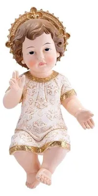 Jezuskind Figur mit Krone, handbemalt, 36 cm