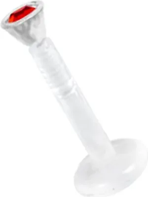 Produktbild von Karisma Labret Bioplast Lippen Piercing Aufsatz Transparent Kristall Stein 2,2mm - Rot - 6.0 Millimeter